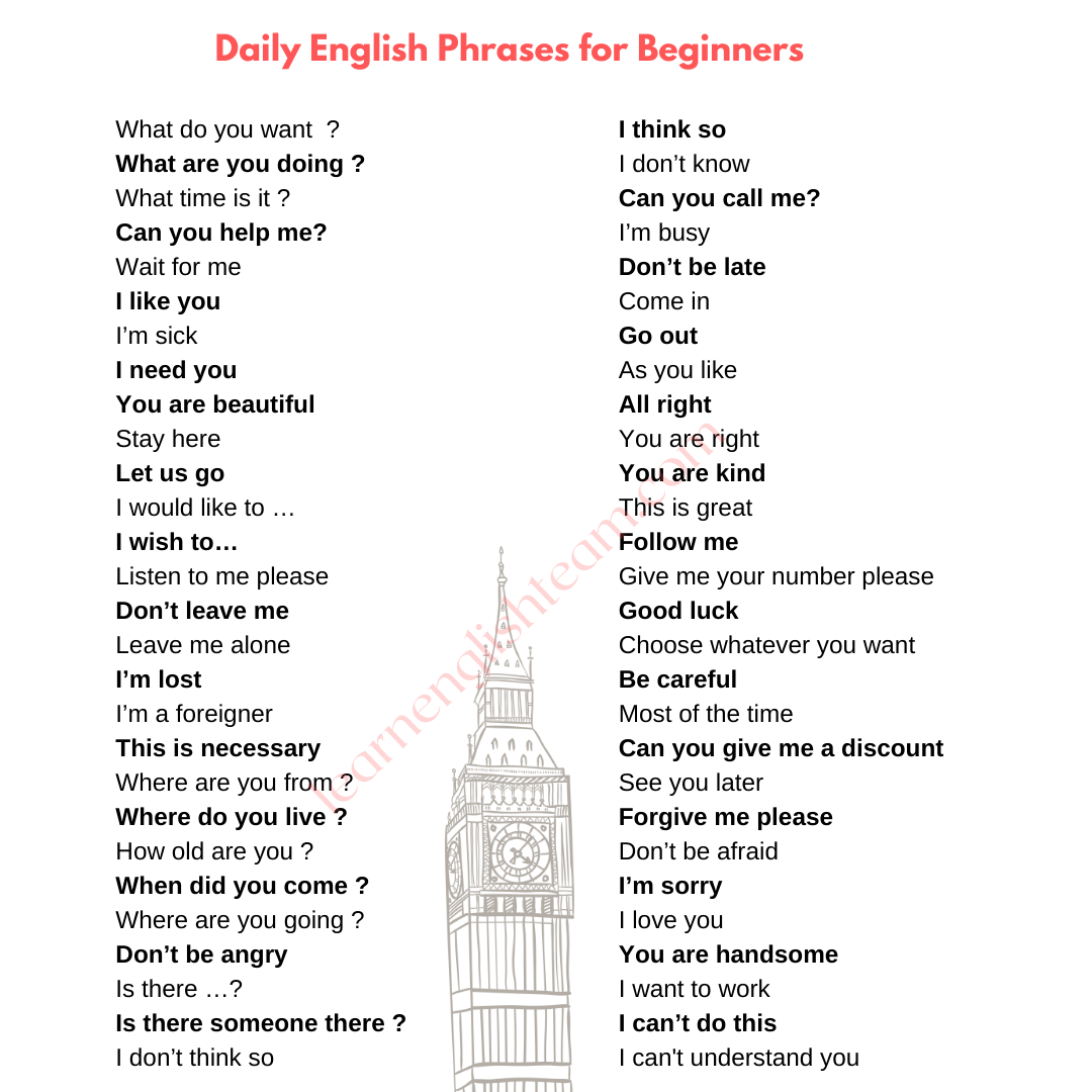 1000+ Common Daily English Phrases for Beginners (PDF)